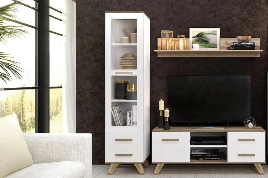 Шкаф-витрина Вега Скандинавия 450 Бел/Дуб каньон - фото 4