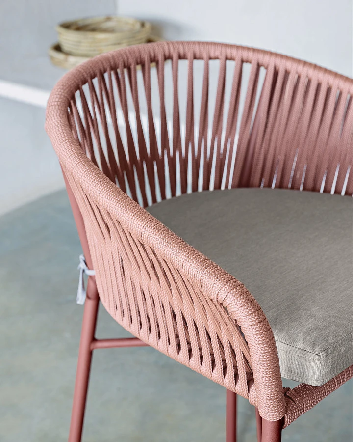 Полубарный стул Yanet из терракотовой веревки - фото 3