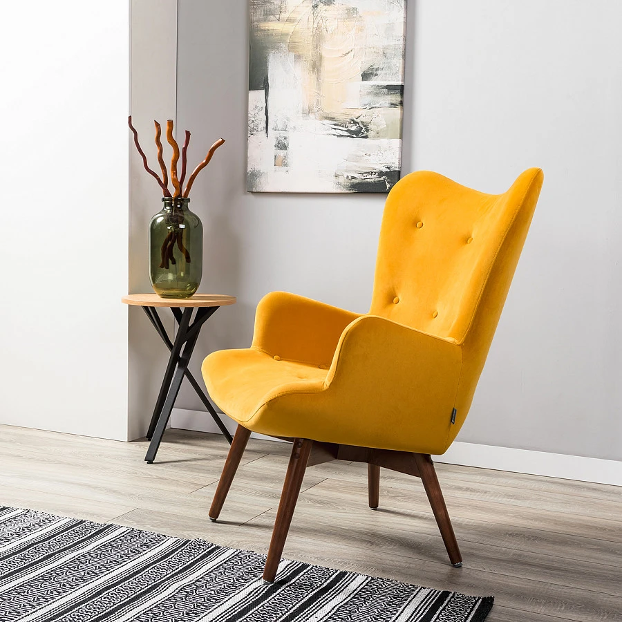 Кресло Хайбэк желтый/т.орех - фото 8