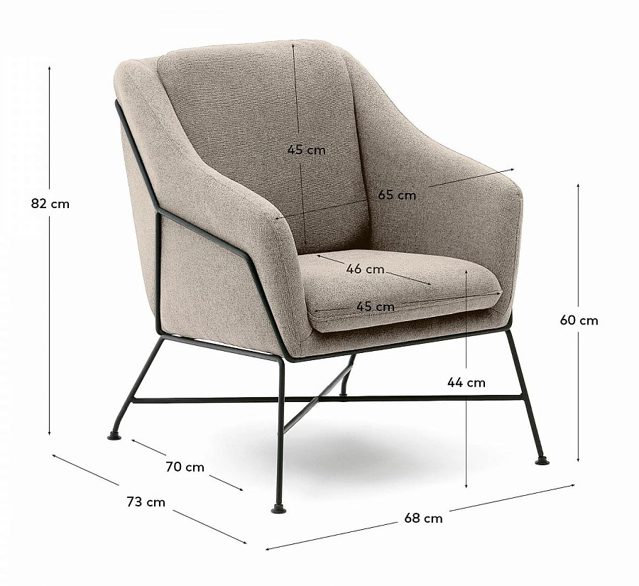 Brida Кресло бежевое на черных стальных ножках - фото 2