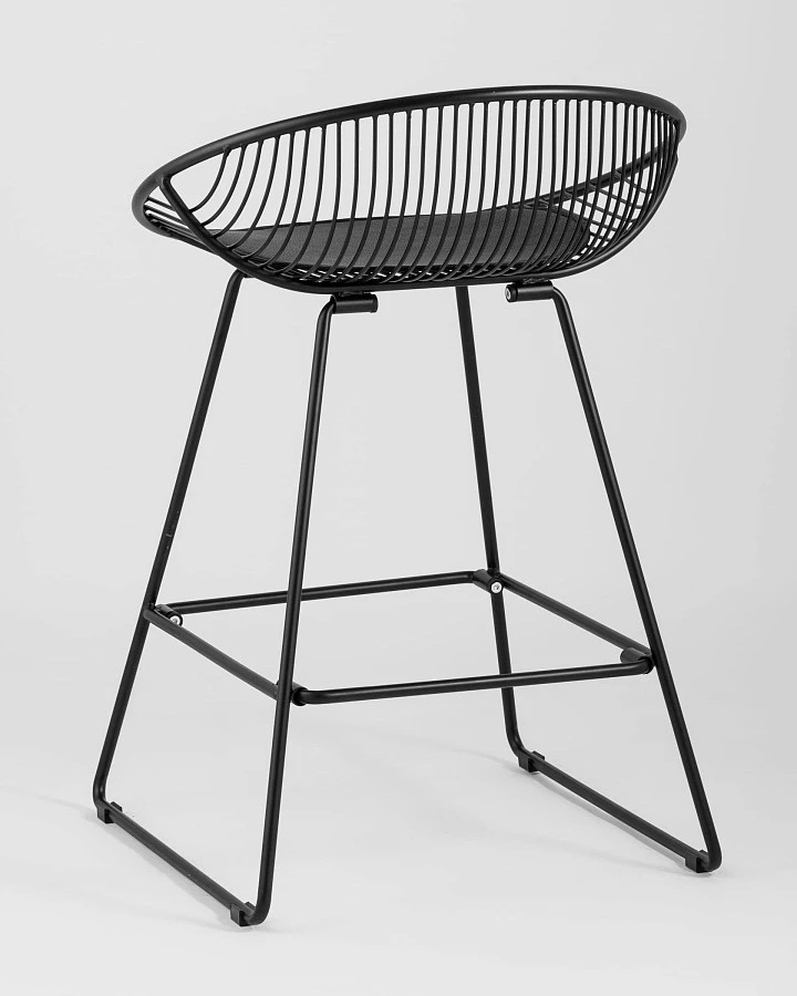 Стул полубарный UFO черный с черной подушкой - фото 6