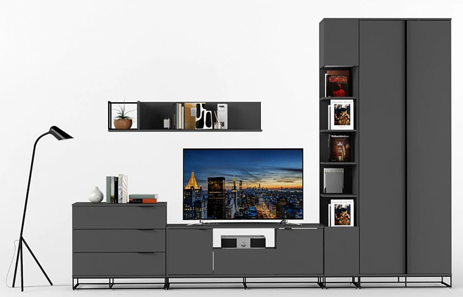 Шкаф двухстворчатый City графит/40см - фото 4