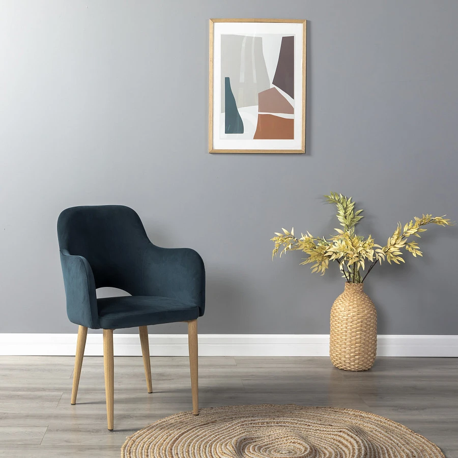 Кресло Ledger Diag blue/нат.дуб - фото 7