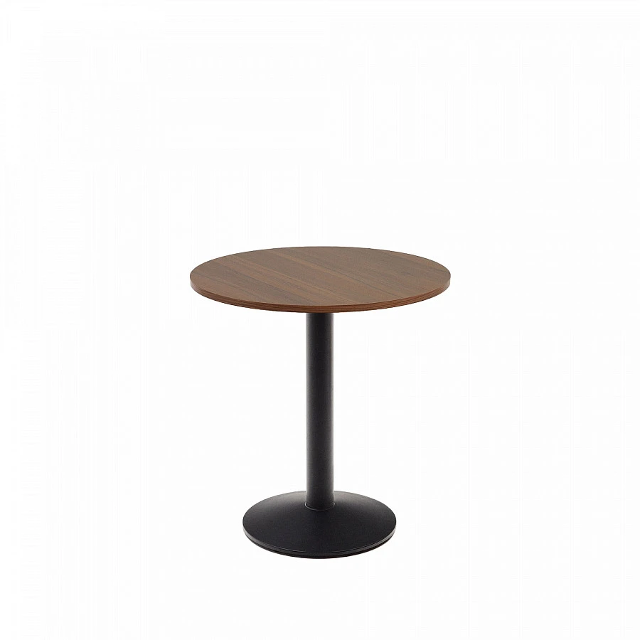 Esilda Стол меламин орех./черн.мет.ножка Ø70