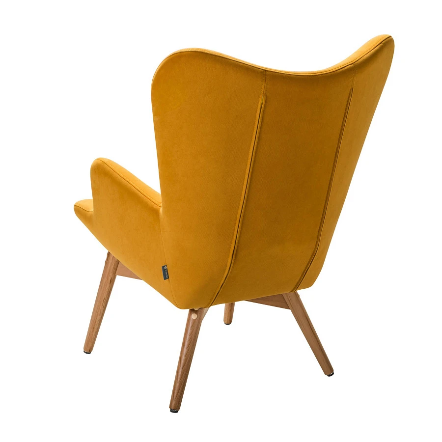 Кресло Хайбэк желтый/нат.бук - фото 4