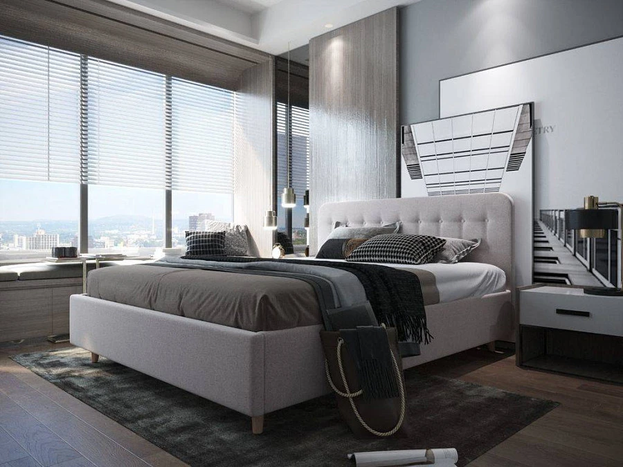 Кровать Лион  180х200 светло-бежевого цвета - фото 3