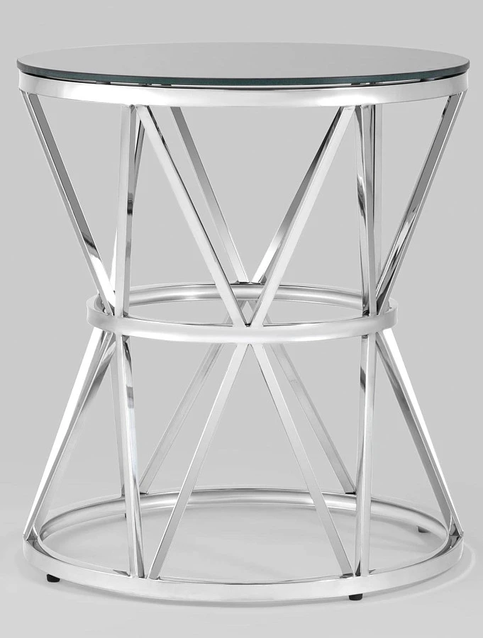 Журнальный стол 50*50 ВИВА серебро стекло черное - фото 3