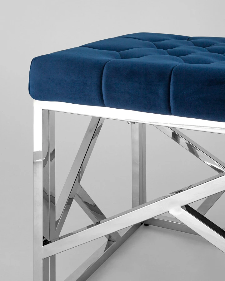 Банкетка-скамейка АРТ ДЕКО велюр синий/серебро - фото 5