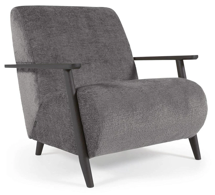 Кресло Marthan из серой синели /венге