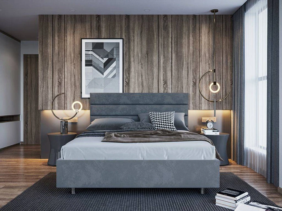 Кровать Турин 160х200 графитового цвета - фото 3