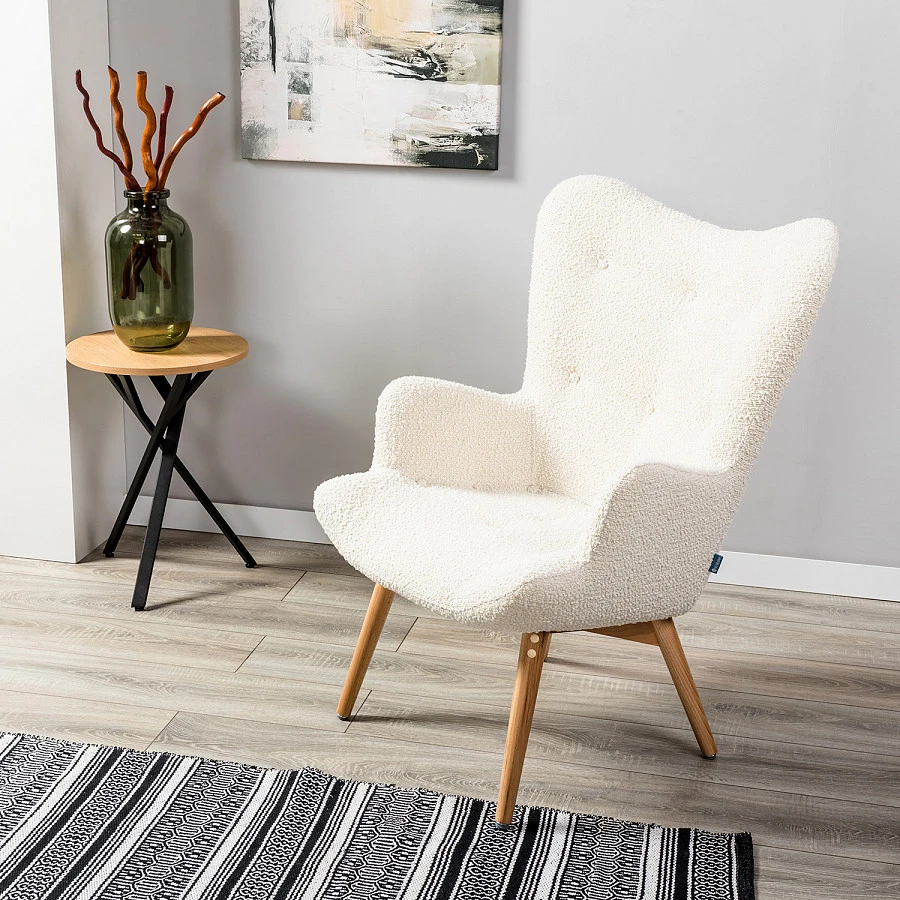 Кресло Хайбэк бежевый/нат. бук - фото 11