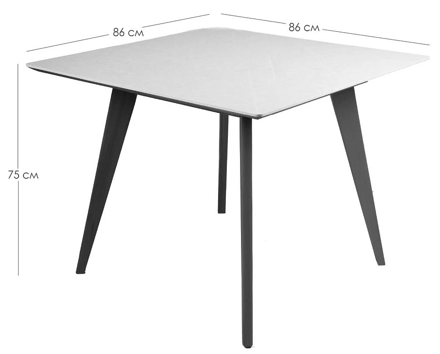 Стол Лунд 860*860 мрамор Бьянко Темный орех - фото 4