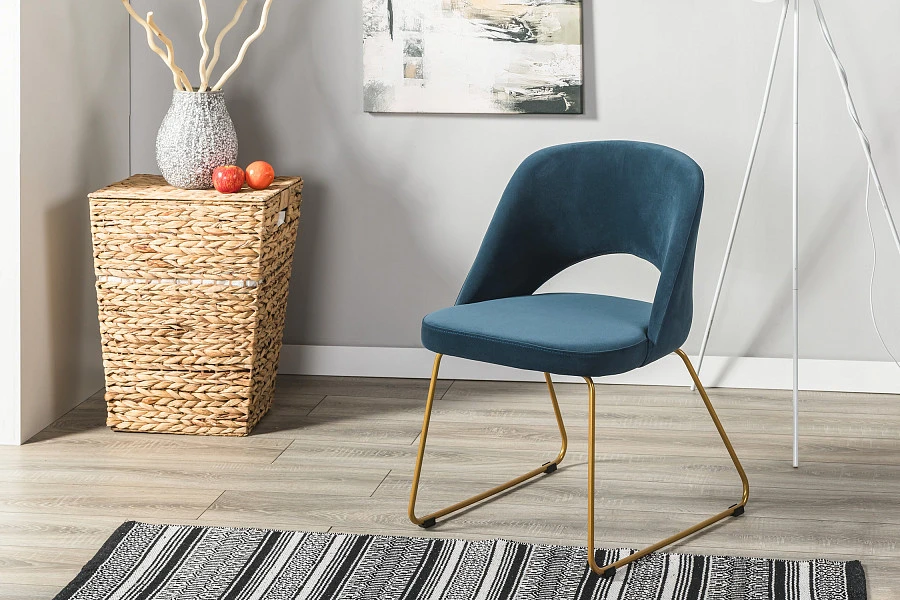 Кресло Lars Diag blue/Линк золото - фото 13