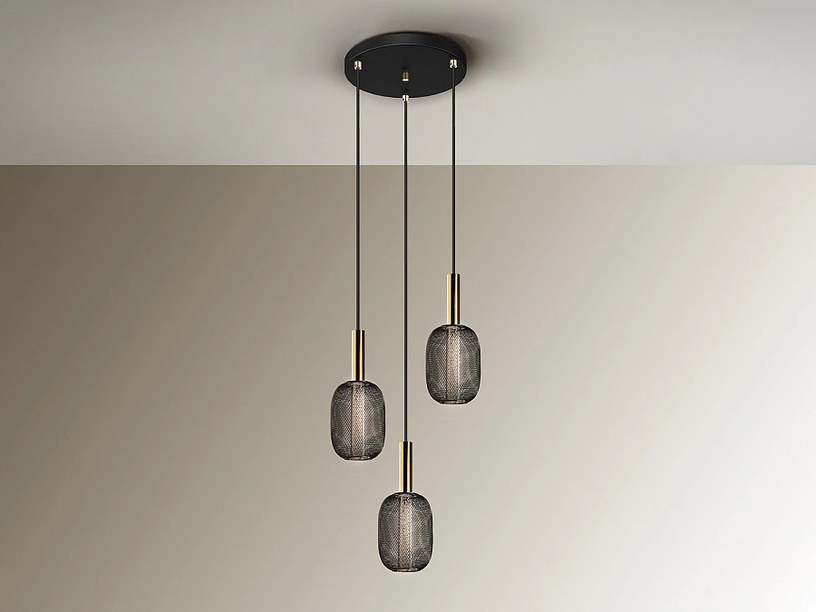 Люстра Micron 3L золотой / черный