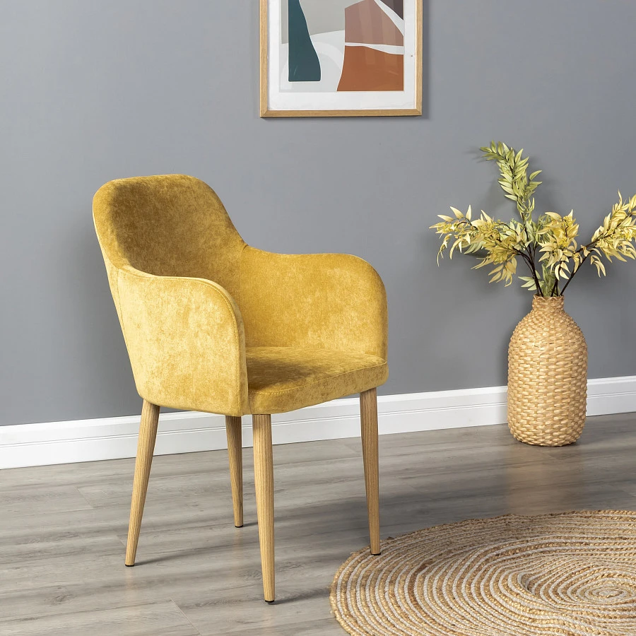 Кресло Ledger желтый/нат.дуб - фото 7