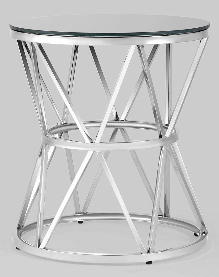 Журнальный стол 50*50 ВИВА серебро стекло черное - фото 2