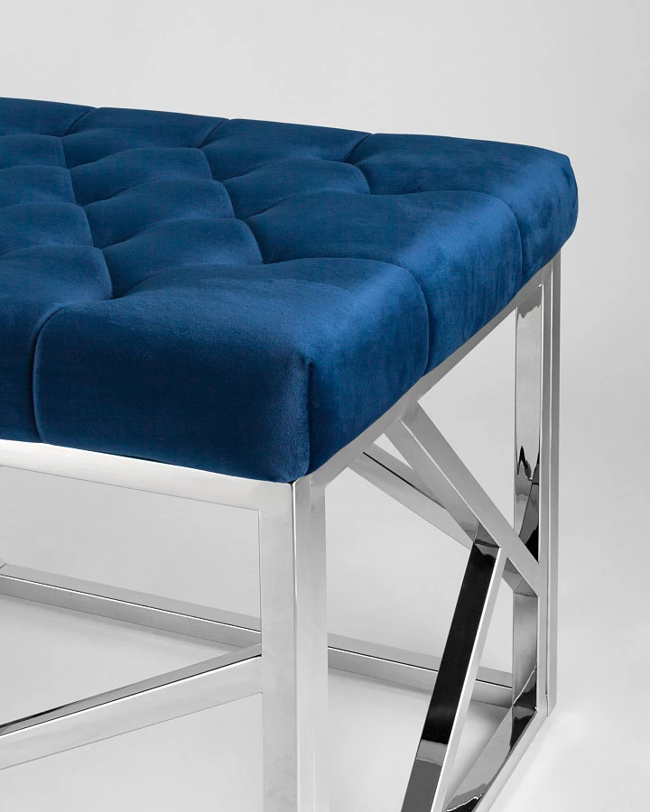 Банкетка-скамейка АРТ ДЕКО велюр синий/серебро - фото 6