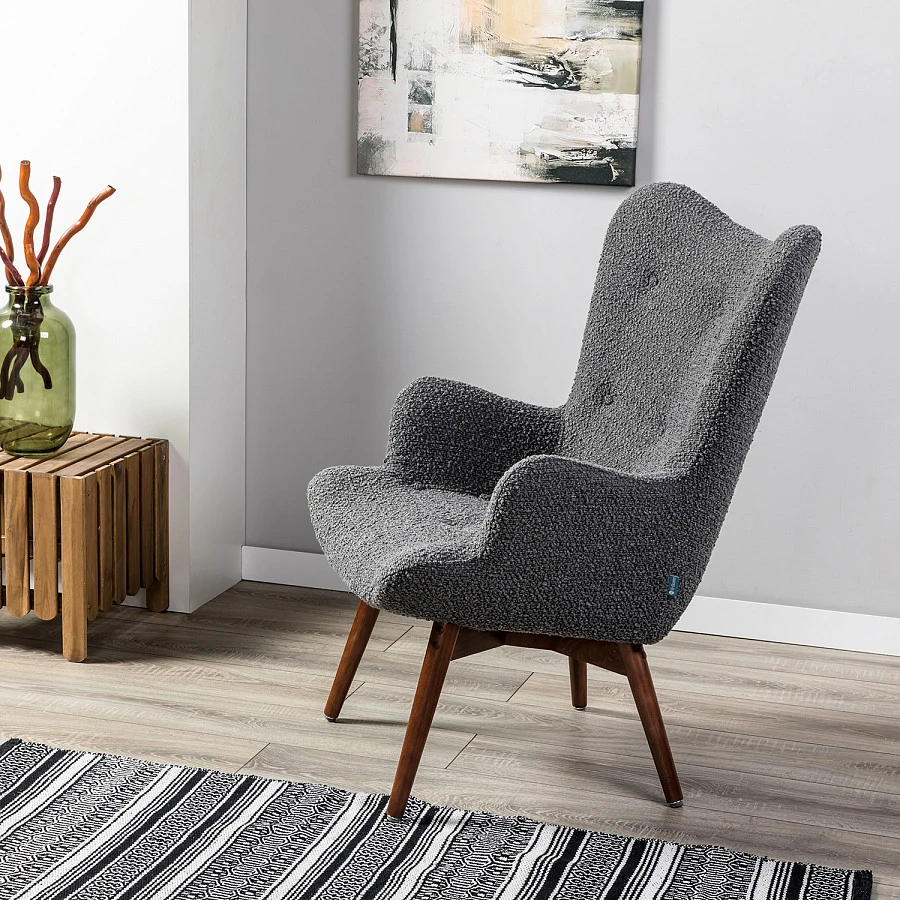 Кресло Хайбэк темно-серый/т.орех - фото 10