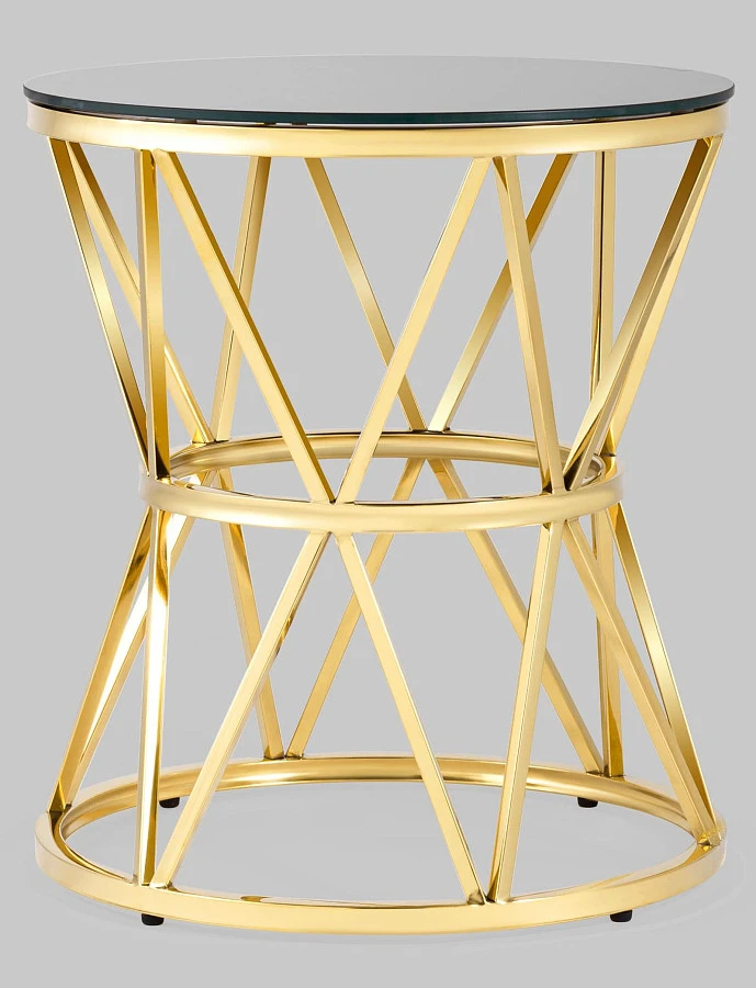 Журнальный стол 50*50 ВИВА золото стекло черное - фото 2