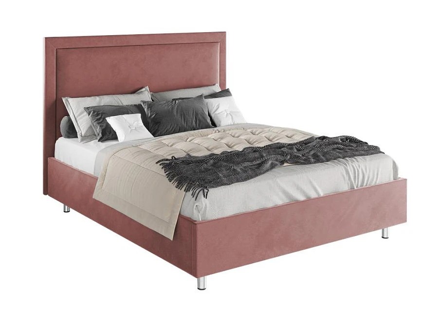 Кровать Юнит 200х200 пыльно-розового цвета