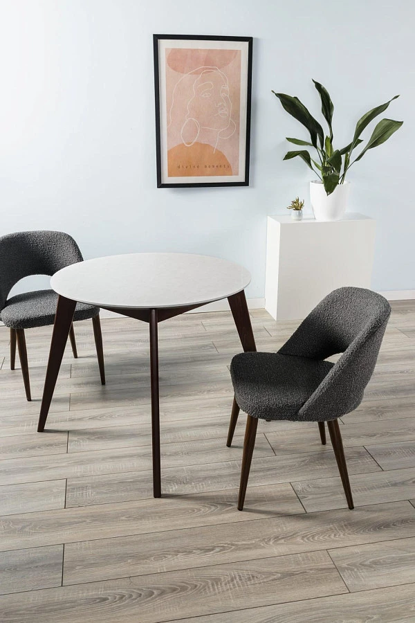 Стол Лунд круглый д.860 мрамор Бьянко/темн.орех - фото 7