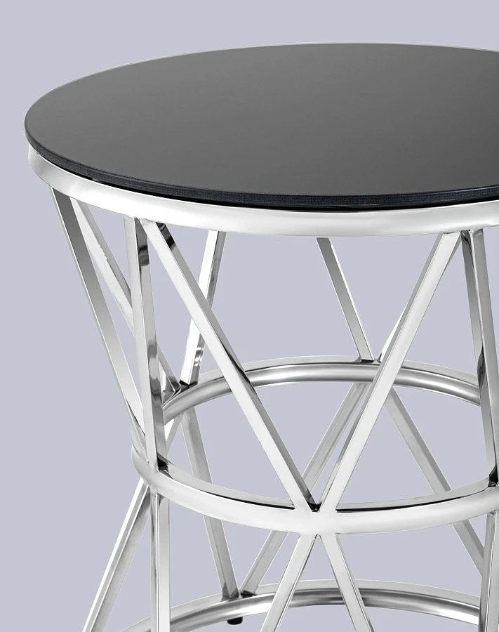 Журнальный стол 50*50 ВИВА серебро стекло черное - фото 4