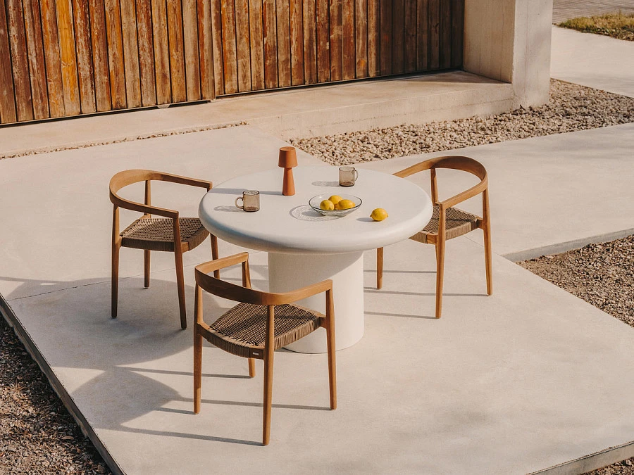 Addaia Круглый стол из белого цемента Ø140 см - фото 4