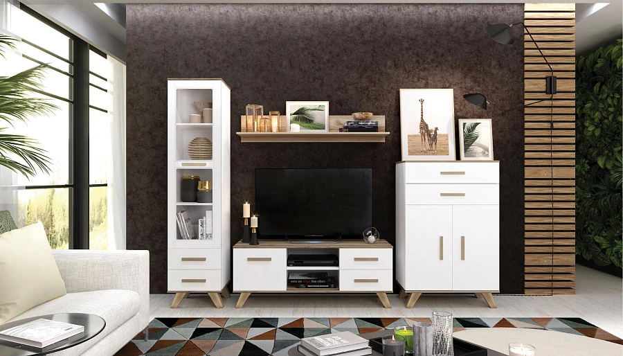 Шкаф-витрина Вега Скандинавия 450 Бел/Дуб каньон - фото 5