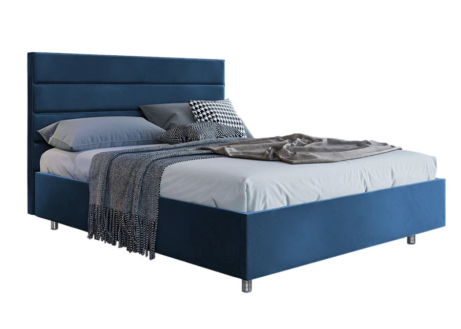 Кровать Турин 140х200 тёмно-синего цвета