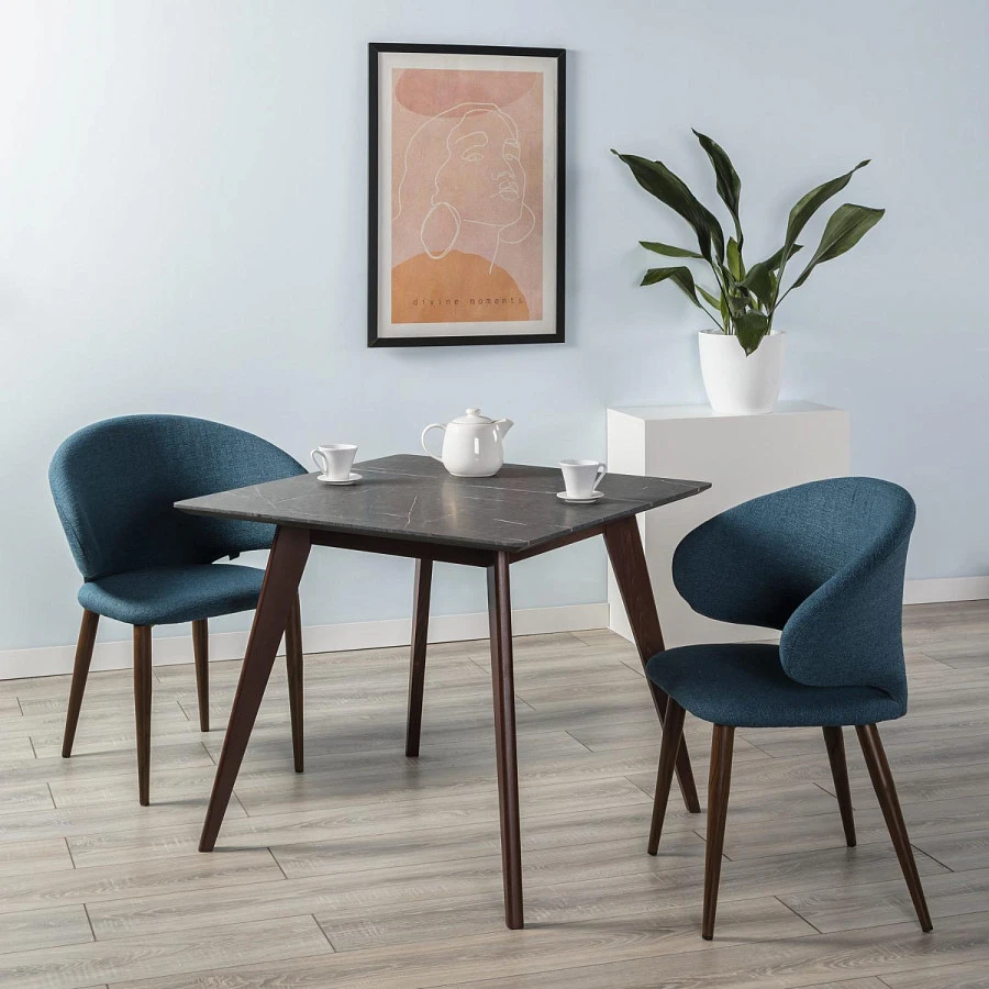 Стол Лунд 860*860 мрамор Графит Темный орех - фото 5