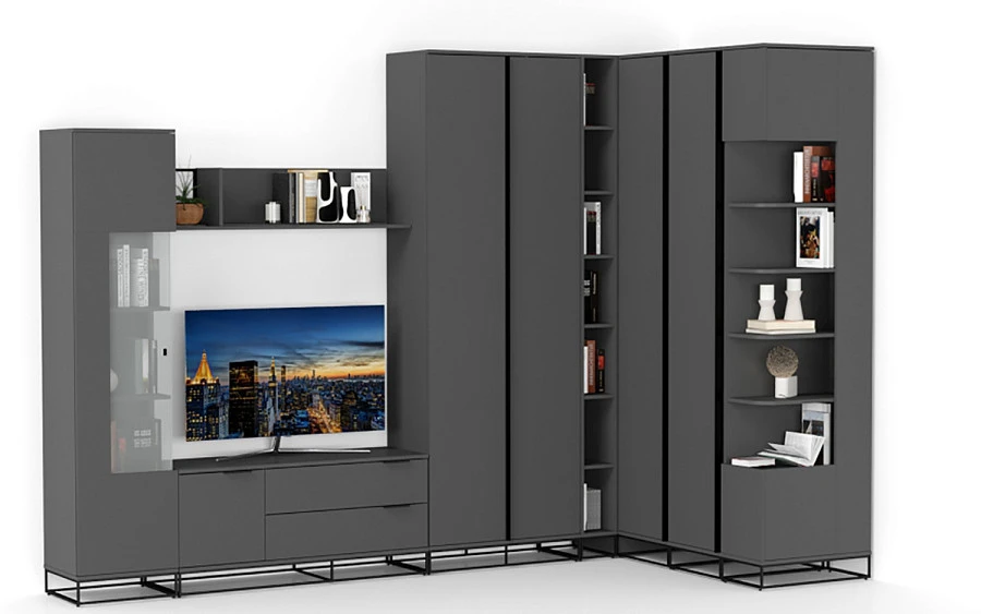 Шкаф двухстворчатый City графит/40см - фото 5