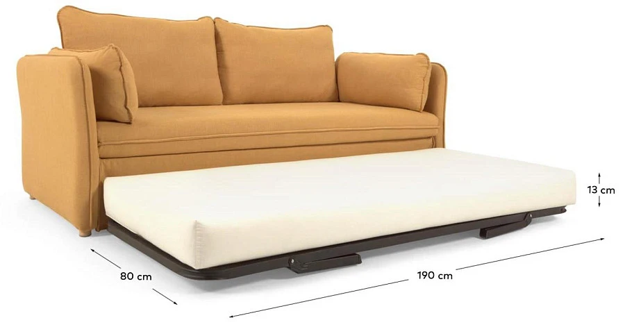 Диван-кровать Tanit горчичный/массива бука 210см - фото 11