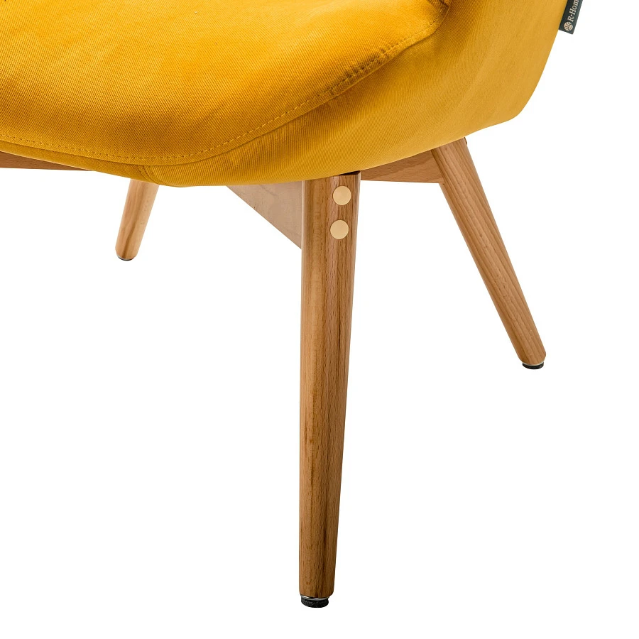 Кресло Хайбэк желтый/нат.бук - фото 8