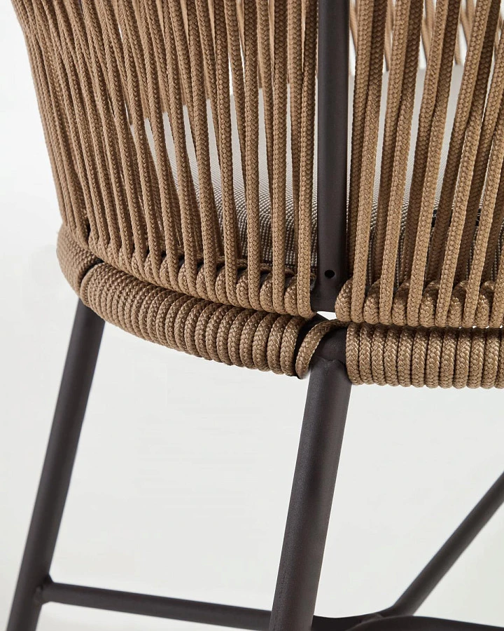 Веревочный барный стул Yanet бежевый 80 см - фото 9