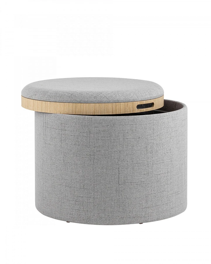 Пуф-столик с ящиком Хюгге L рогожка серый - фото 2