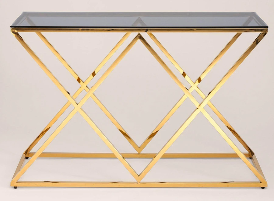 Консоль ИНСИГНИЯ 120*40 золото стекло smoke - фото 3