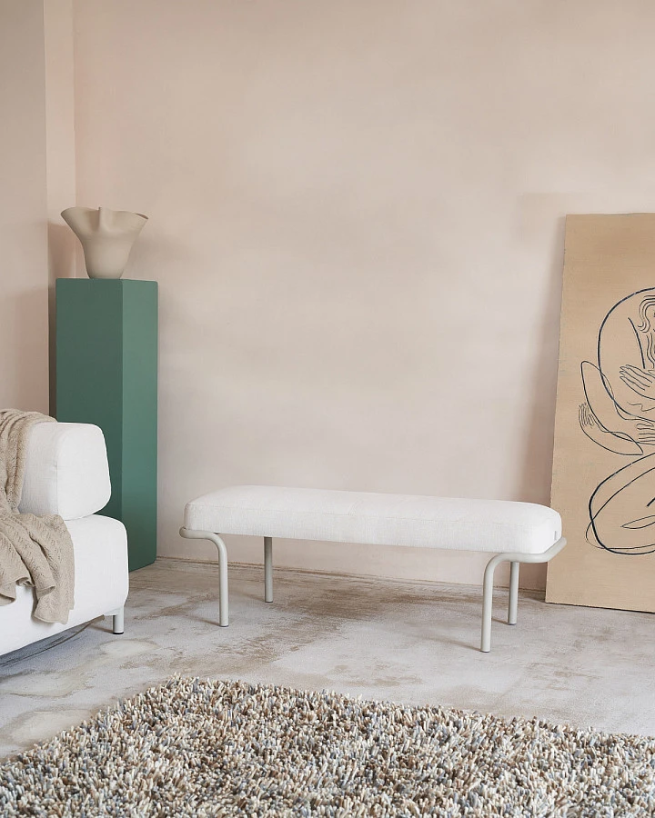 Compo Скамья из серой ткани/черный 130см - фото 4