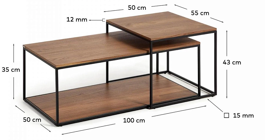 Набор из 2 столов Yoana шпон/металл - фото 2