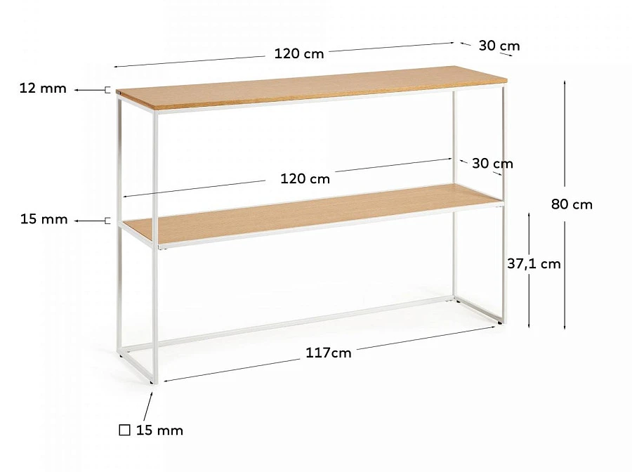 Консоль Yoana из дубового шпона/белый 120 x 80см - фото 2