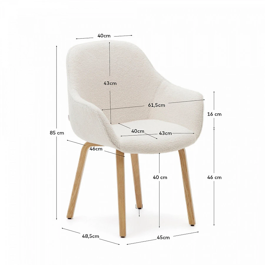 Aleli Стул букле бел./натур.ясень - фото 6