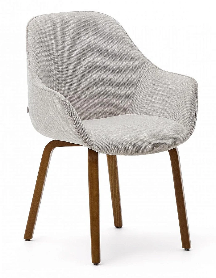 Стул Aleli бежевый из синели и орехового ясеня 