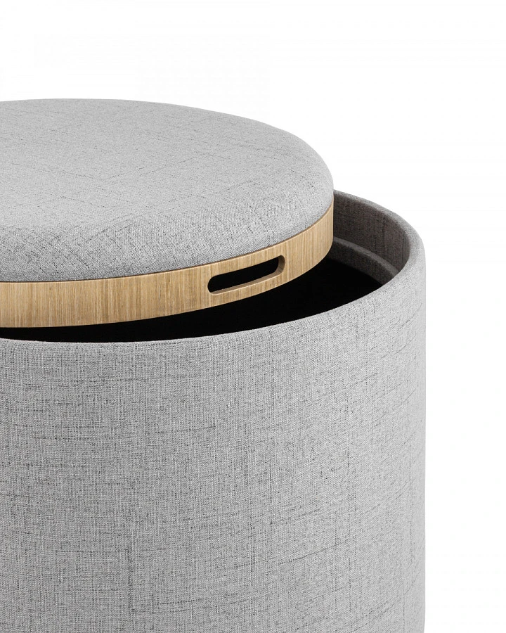 Пуф-столик с ящиком Хюгге L рогожка серый - фото 3