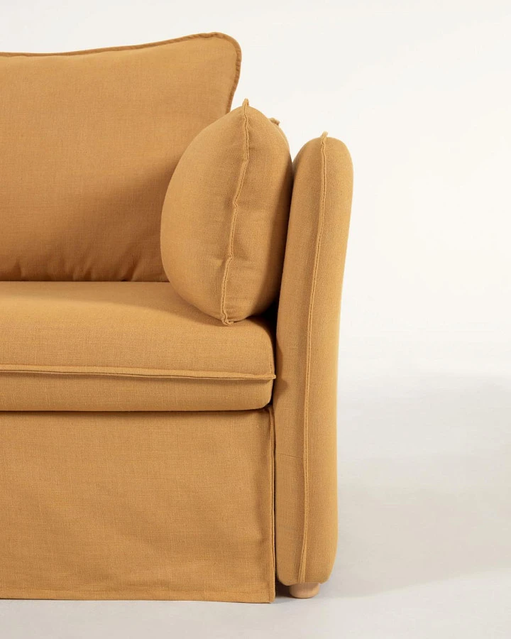 Диван-кровать Tanit горчичный/массива бука 210см - фото 13