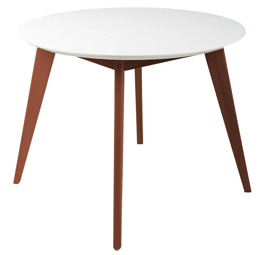 Стол Лунд круглый д.860 Белый Темный орех