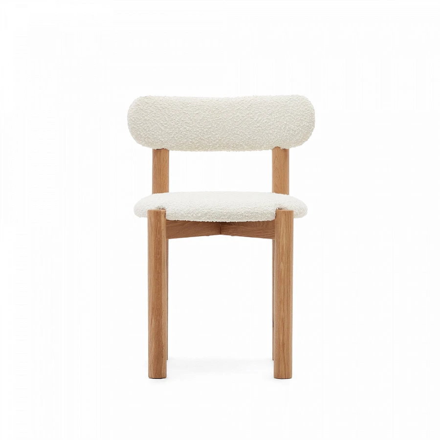 Стул Nebai белый из букле и массива дуба - фото 4