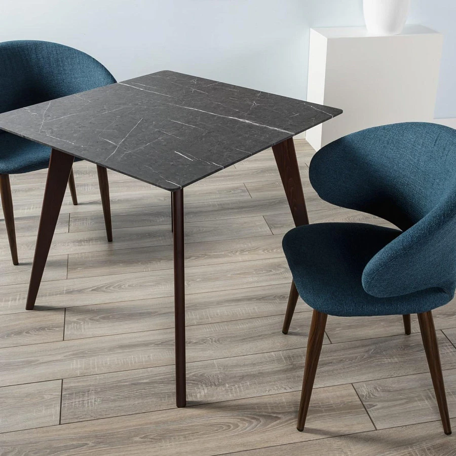 Стол Лунд 860*860 мрамор Графит Темный орех - фото 7