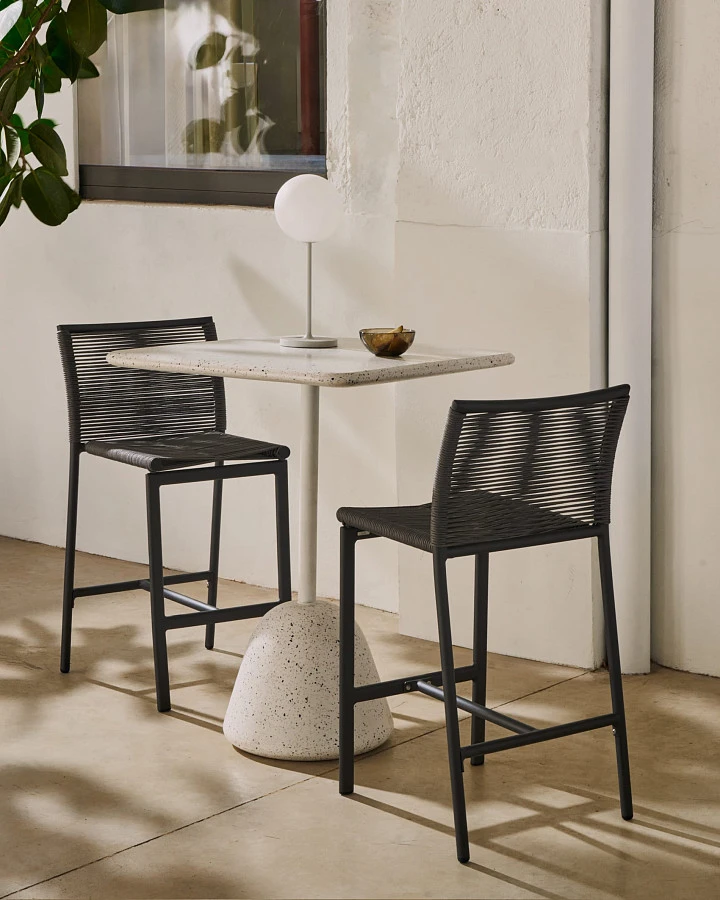 Высокий барный стол Saura со столешницей из белой терраццо - фото 2