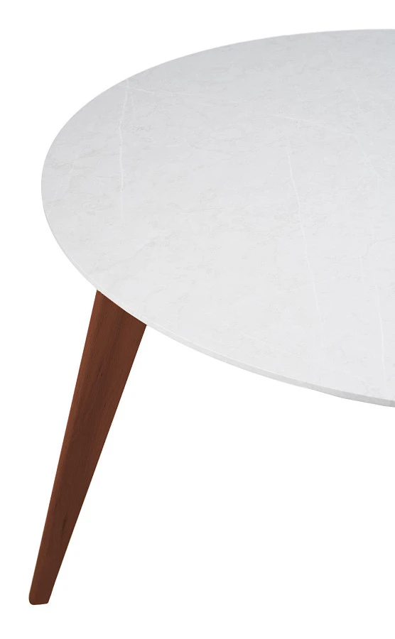 Стол Лунд круглый д.860 мрамор Бьянко/темн.орех - фото 4