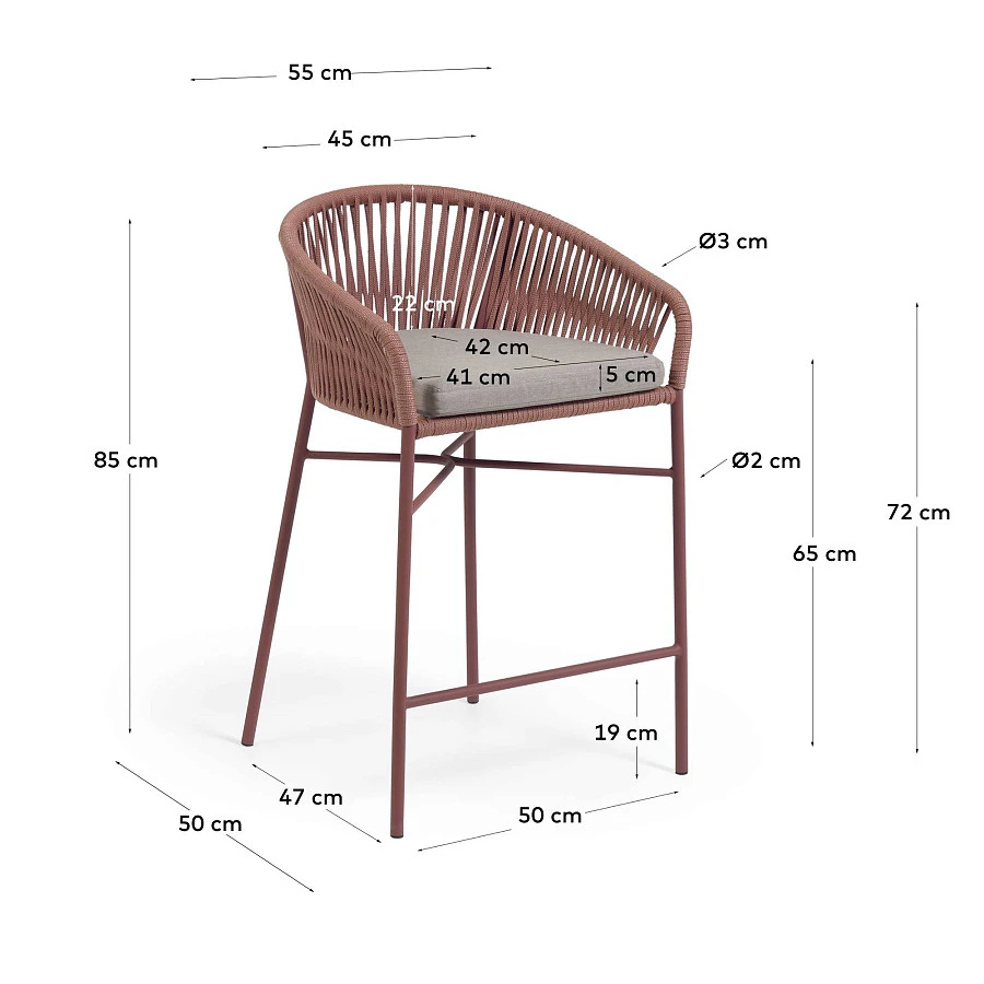 Полубарный стул Yanet из терракотовой веревки - фото 9