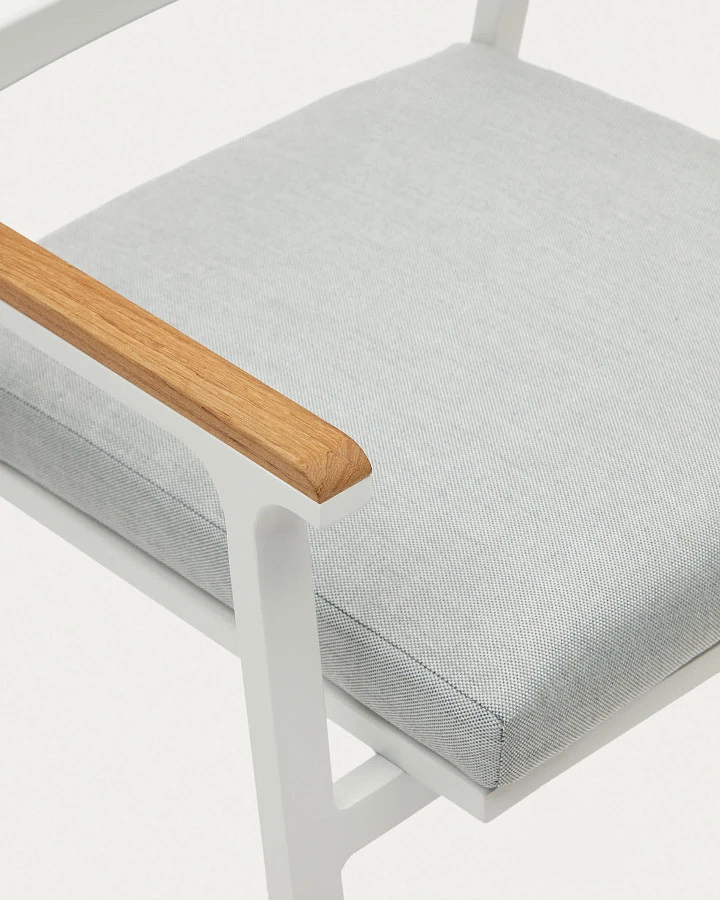 Bona Уличный стул из алюминия в белой отделке и массива тикового дерева - фото 11